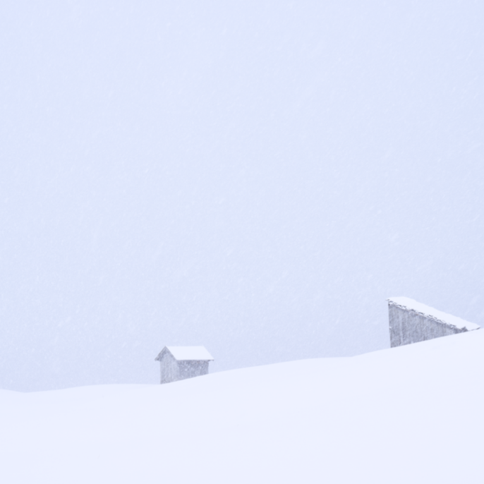 'Hütten im Schnee' von Felix Roser
